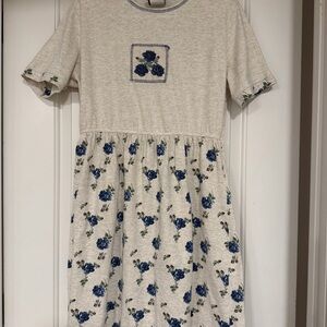 Vintage NWBL Los Ángeles Blue Rose Floral Dress Size M